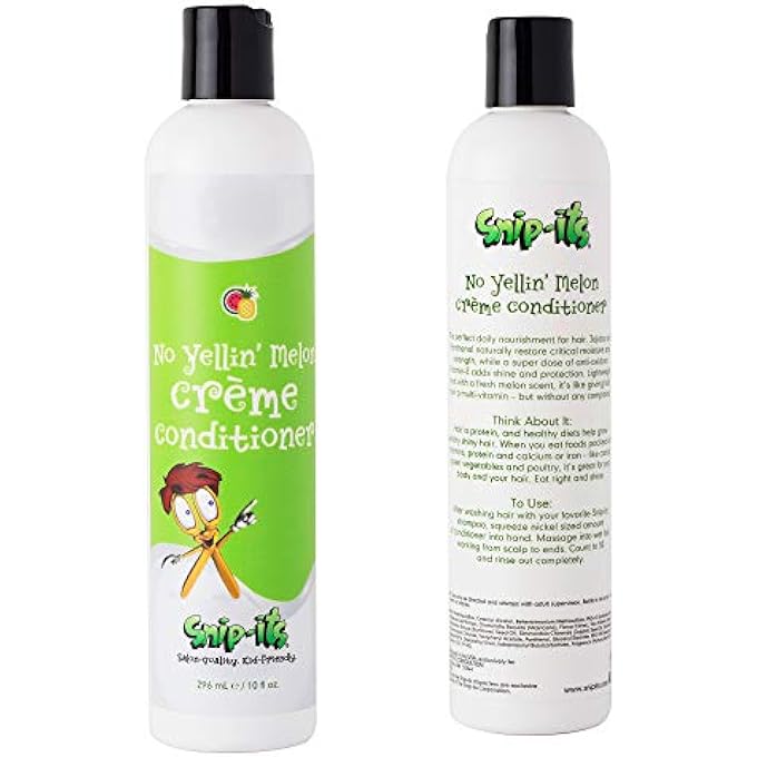 Snip-its NO YELLIN? MELON NATURAL KIDS CONDITIONER 10OZ | NOURISH AND RESTORE SWIMMERS HAIR - KIDS DETANGLER FOR SMOOTH HAIR SMELLS GREAT - NATURAL CONDITIONER MADE IN USA | SALON QUALITY KID FRIENDLY - Image 1